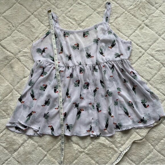 Torrid | Chiffon Peplum Toucan Print Babydoll Tank | Size 00 - Picture 10 of 11